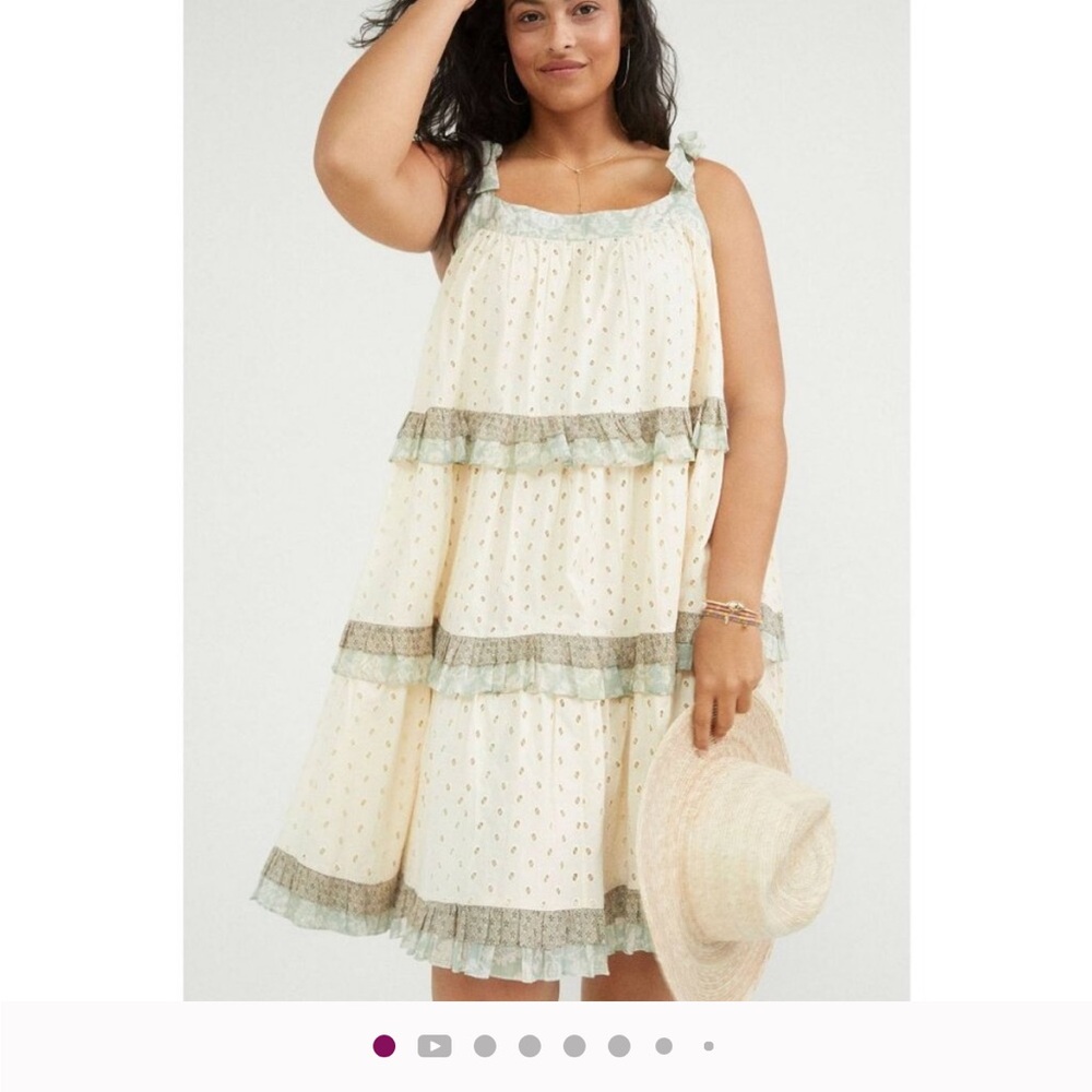 Anthropologie Forever that Girl Tiered Ruffle Summer Dress in Cream Size S